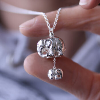 Personalised Mother And Baby Elephant Necklace, 2 of 12