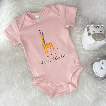 Hello World Giraffe Jungle Babygrow, 4 of 10