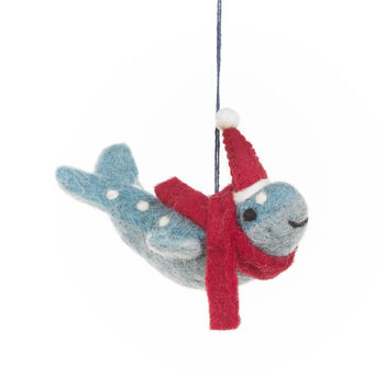 Handmade Felt Christmas Humpback Whale Decoration, 2 of 5
