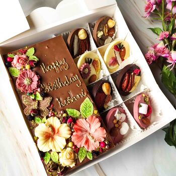 Vegan Personalised Chocolate Hibiscus Flower Gift Box, 6 of 9