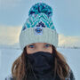 Andrea Hall Alpine Midnight Zig Zag Super Bobble Hat, thumbnail 1 of 8