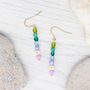 Ettie 14 Karat Gold Filled Beaded Dangly Daisy Flower Earrings, thumbnail 1 of 3