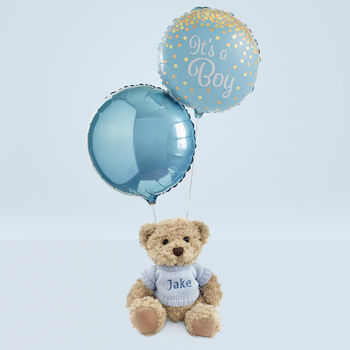 Personalised Bertie Bear With Welcome Baby Balloons, 5 of 10