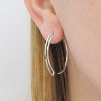 Geometric Sterling Silver Round Wire Hoop Earrings, 5 of 6