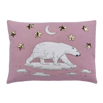 Polar Bear Cushion With Sequin Stars, 2 of 5