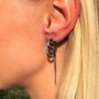 Gunmetal Silver Plated Curb And Trace Chain Earring, thumbnail 1 of 10