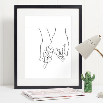 Wedding Line Drawing Hands Together Print, 8 of 8