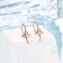 Sterling Silver Manta Ray Fish Drop Hook Earrings With Cz, thumbnail 6 of 11