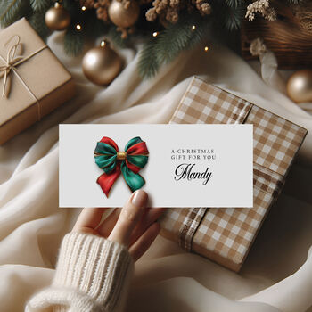 Christmas Bow Personalised Money Wallet For Cash Gift, 2 of 3