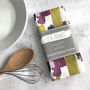 Lucia Tea Towel, Green, Grey And Amethyst Pattern, thumbnail 2 of 2