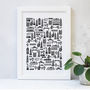 New York Illustrated Black And White Print, thumbnail 1 of 7
