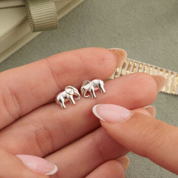 Elephant Stud Earrings, Sterling Silver Or Gold Plated, 2 of 5
