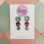 Triple Skull Glitter Earrings / Gothic Jewellery / Biker Style Jewellery / Gift For Goths, thumbnail 1 of 4