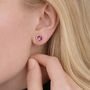 Gold Plated Sterling Silver February Amethyst Birthstone Stud Earrings – 7mm, thumbnail 1 of 8