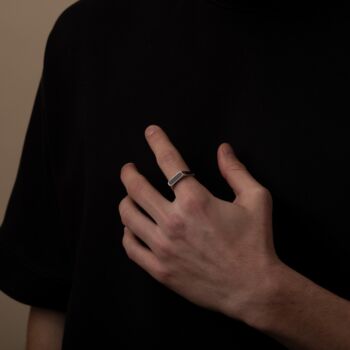 Rectangle Onyx Stone Ring, Engraved Rings, 2 of 10