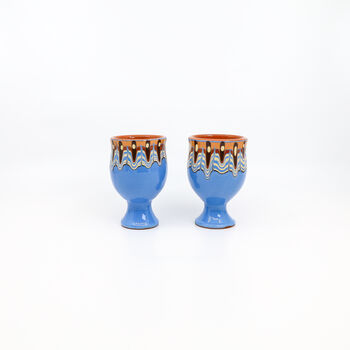 Pair Of Ceramic Wine Glasses In Sky Blue Colour, 3 of 5