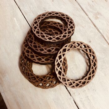 Celtic Knot Wooden Napkin Ring Set Of Six, 3 of 3