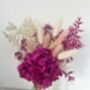 Fuchsia Hydrangea Dried Flower Posy With Jar, thumbnail 2 of 2