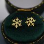 Sterling Silver Dainty Snowflake Stud Earrings, thumbnail 4 of 12