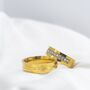 Stainless Steel Couple Promise Wide Zircon Band Rings, thumbnail 2 of 7
