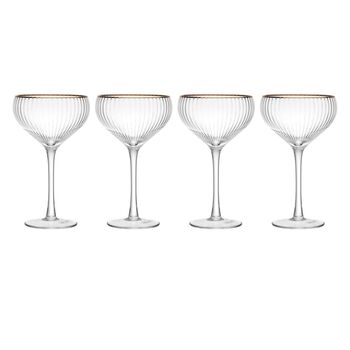 Gold Rimmed Crystal Coupe Glass Set, 3 of 3