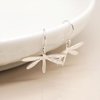 Sterling Silver Hammered Dragonfly Drop Earrings – 25mm X 15mm, 6 of 8