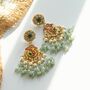 Arohi Gold Plated Green Kundan Earrings, thumbnail 4 of 4