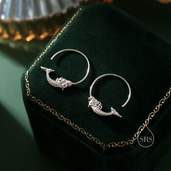 Mermaid Open Hoop Earrings In Sterling Silver, 5 of 10