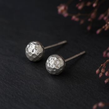 Sterling Silver Hammered Ball Stud Earrings, 3 of 7
