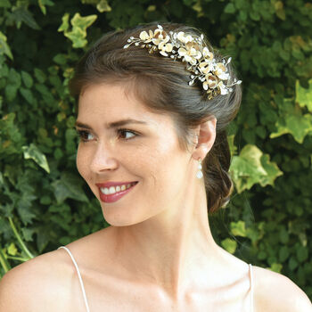 Silver Or Gold Plated Blossom Enameled Bridal Hair Clip, 10 of 12