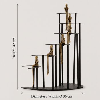 Abstract Seated Figures Brass And Black Decorative Art, 3 of 6