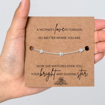Loss Of Mom Gift With A Gold Plated Or Silver Plated Star Bracelet And Card, 4 of 4
