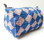 Handmade Toiletry Bag, Navy Kantha Stitch Sari Fabric, thumbnail 1 of 9