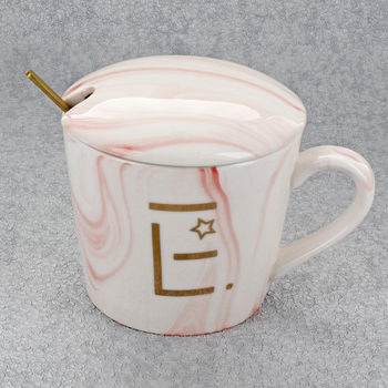 Alphabet Ceramic Marble Mugs Pink Finish, 9 of 12
