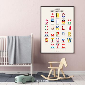 Alphabet Of European Countries + Flag Wall Art Poster, 3 of 3