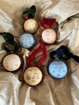 Moon Face Ceramic Glitter Bauble, 2 of 8