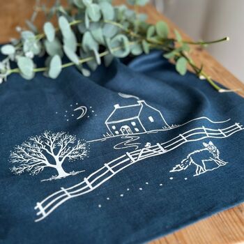 Winter Fox Linen Tea Towel, 4 of 7