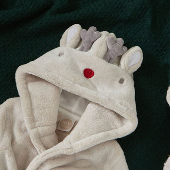 Personalised Reindeer Christmas Fleece Robe, 4 of 5