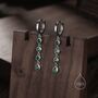 Emerald Green Cz Dangle Chain Huggie Hoop Earrings, thumbnail 1 of 10
