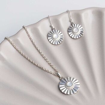 Sterling Silver Mother Of Pearl Sun Disc Necklace, 4 of 6