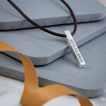 Roman Numerals Silver And Cord Bar Necklace, 4 of 6