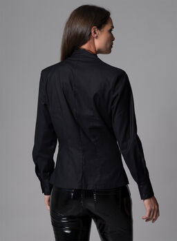 Barbara Black Evening Blouse With Bow And Rosette, 3 of 4