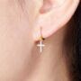 Dangling Gold Cz Cross Earrings, thumbnail 1 of 8