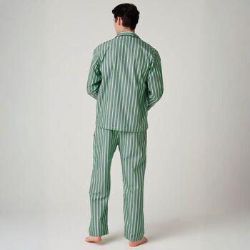 Men's 'Green Flash' Stripe Crisp Cotton Pyjama Set, 3 of 4
