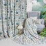 Cotton Blue And Beige Blackout Eyelet Curtains, thumbnail 2 of 10