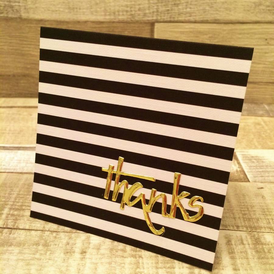 Black, White And Gold Mini Thank You Cards, Set Of Six By Lisa Walker