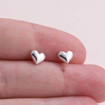 Mini Stocking Sterling Silver Heart Earrings, 5 of 8