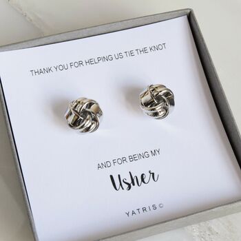 Best Man Or Usher Silver Tie The Knot Cufflinks, 2 of 5