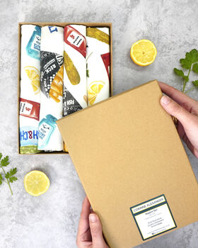 Fish And Chips Napkin Set | Foodie Gift | Hand Drawn Cotton Napkins, 3 of 5