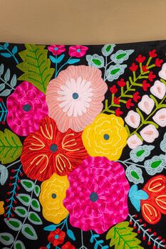 Black Embroidered Floral Armchair, 3 of 7